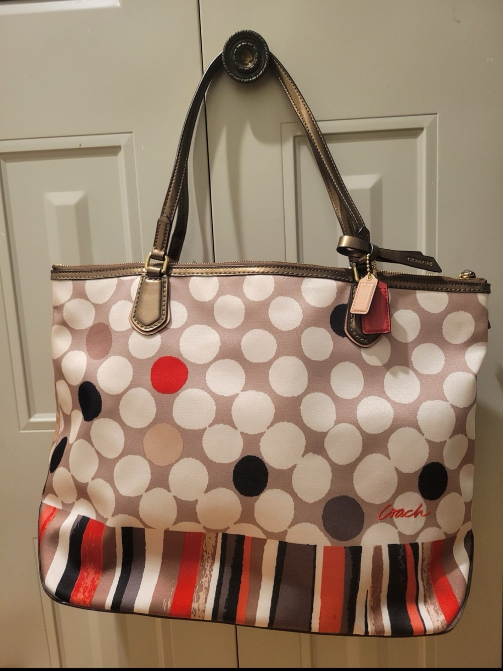Coach Poppy Watercolor Polka Dot Tote Bag